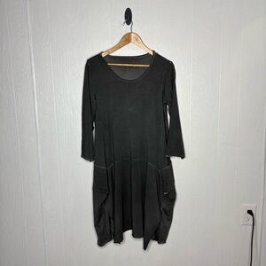 LUUKAA faded grey Lagenlook pocket dress size US 10